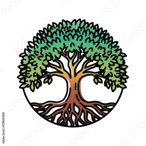 Embrace the profound concept of life's interconnectedness with this vibrant tree icon, symbolizing growth, stability, and natural harmony