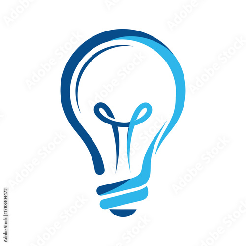 Stylized blue light bulb icon representing ideas and innovation, symbolic Logo, Vector Art, Logo Design