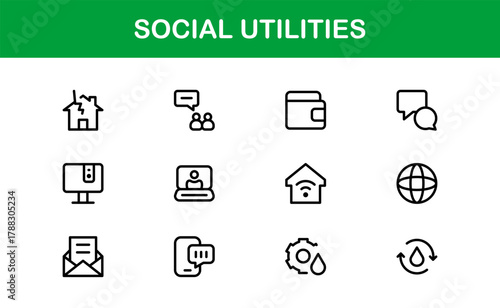 Professional Social Utilities and Community Services Icon Library exploring Civic Dashboards, Community Apps, and Public Tools
