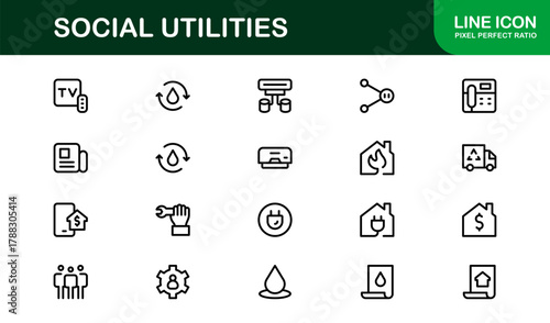 Creative Social Utilities and Community Services Icon Bundle creating Public Dashboards, Civic Apps, and Community Tools
