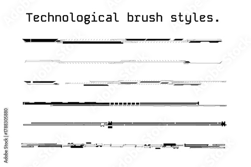 Various brush styles showcasing modern technological design for digital art creation