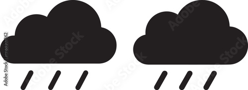 Two dark clouds raining silhouette