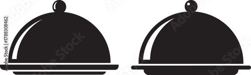 Two food serving cloche silhouettes