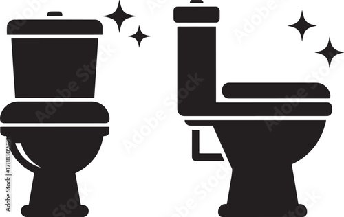 Two toilet icons silhouette