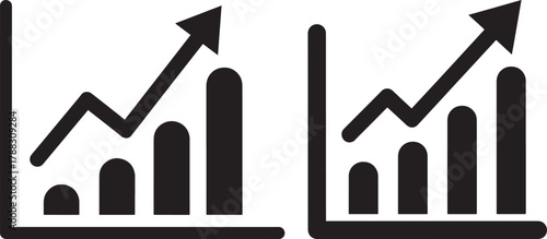 Two upward trending bar and line graph silhouettes