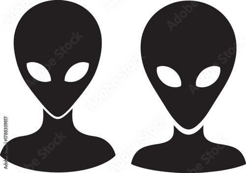 Two alien heads silhouette