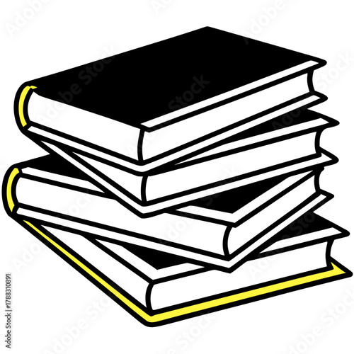 Stack of five books with black covers