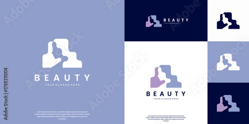 beauty logo with a fun, friendly style, hairdresser, salon and spa, vector graphic design.