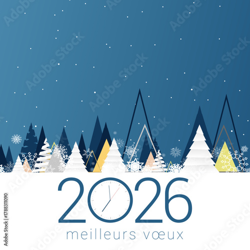 Bonne année - meilleurs vœux 2026 - vecteur pour affiche bannière salutation et célébration du nouvel an 2026.