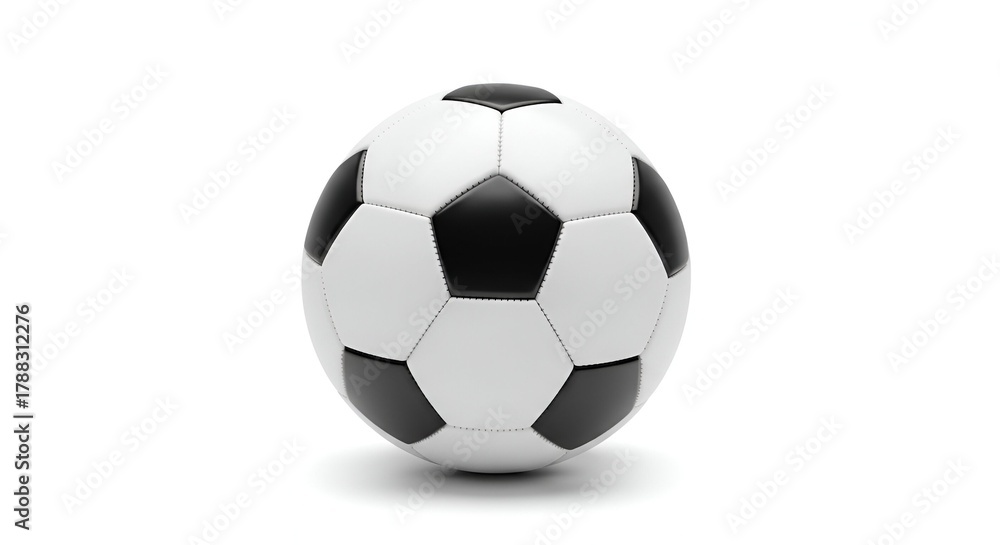 Fototapeta premium Soccer Ball Black White Classic Round Sports Equipment on White Background
