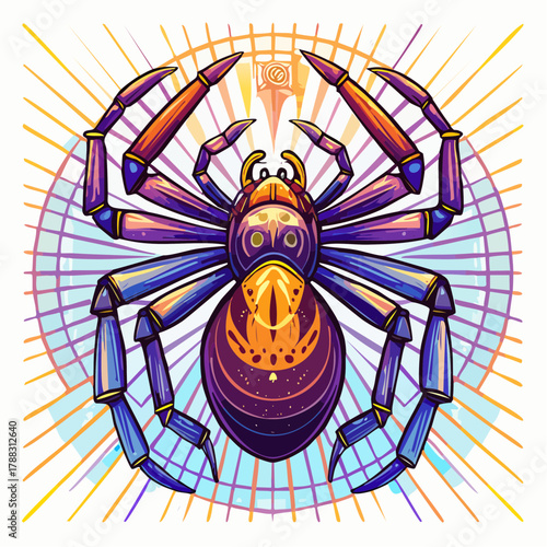 Spinne mit Netzt - Cartoon Comic Style