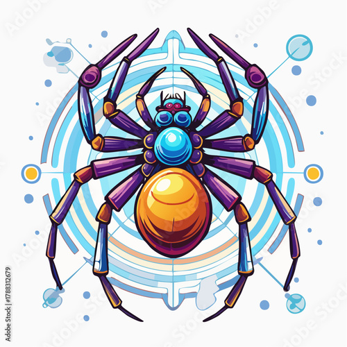 Spinne mit Netzt - Cartoon Comic Style