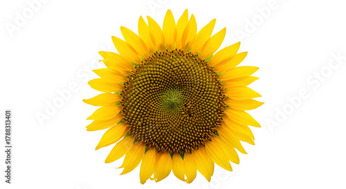 A vibrant and cheerful sunflower, , showcasing its bright yellow petals and dark brown center, radiating warmth and positivity, perfect for adding a touch of natural beauty and summery vibes to any pr