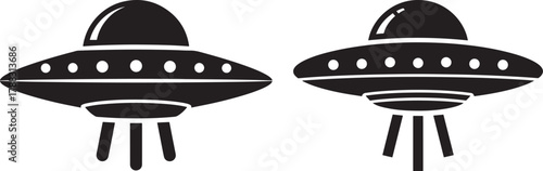 Two flying saucer ufos silhouette