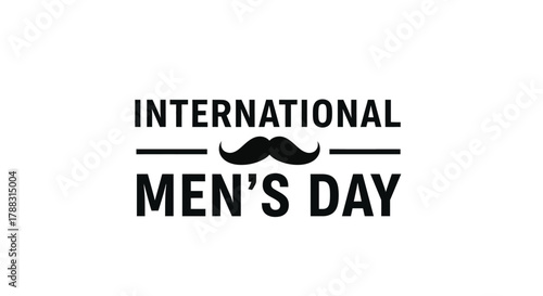 International Men s Day Black and White Logo with Moustache Icon for Celebration and Awareness