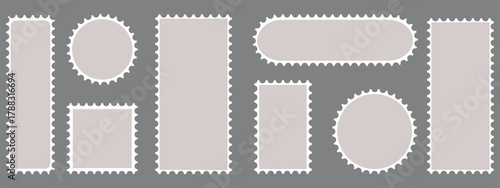 Blank postage stamps borders vector set. Mockup postage stamps with shadow. Realistic trendy post stamps set.. set of vintage summer.	