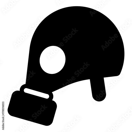 Gas mask with air filter solid icon, hazard workwear concept. Vector graphics. Rubber mask with filter and strap, safety sign on white background, style icon mobile or web design.