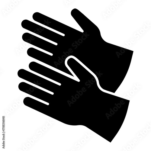 Engineer rubber gloves solid icon, safety workwear concept. Vector graphics. Gloves pair for electrician, protective sign on white background, style icon mobile or web design.