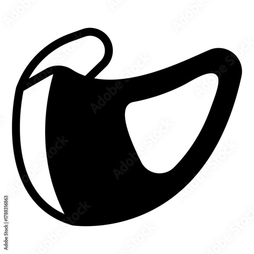 Disposable mask solid icon, safety workwear concept. Vector graphics. Antibacterial face mask with strap, protection sign on white background, style icon mobile or web design.