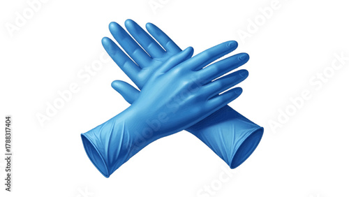 Vector illustration of pair of blue nitrile medical gloves crossed over each other