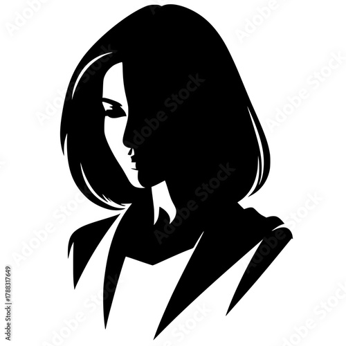 Silhouette portrait of a woman with short hair