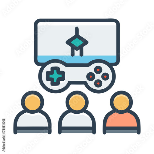 Gaming community illustration: people playing and watching video games