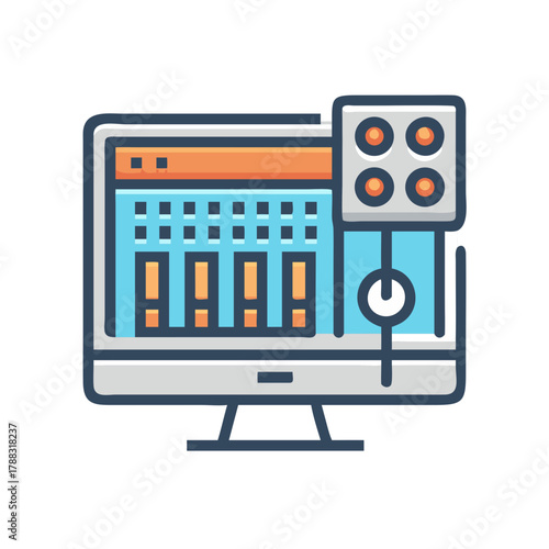 Stylized Illustration of Sound Mixer Software on Computer Screen
