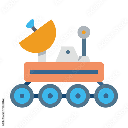 Simplified vector art of a robotic moon rover