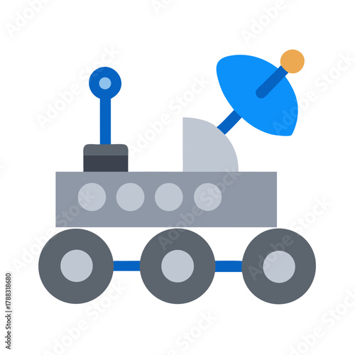 Flat vector illustration of a Mars rover vehicle concept