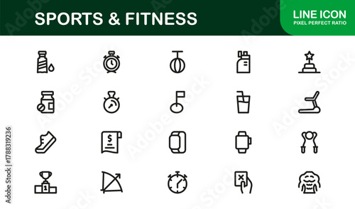 Creative Sports and Fitness Icon Bundle creating Fitness Trackers, Training Plans, and Workout Dashboards
