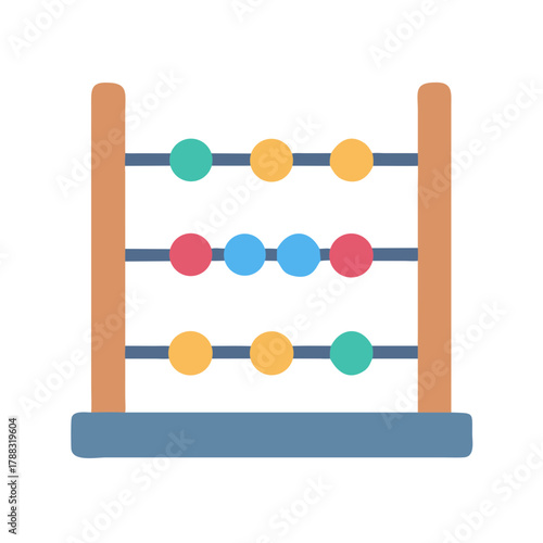 Colorful abacus illustration on black background with simple shapes