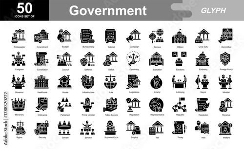 Government glyph iconset