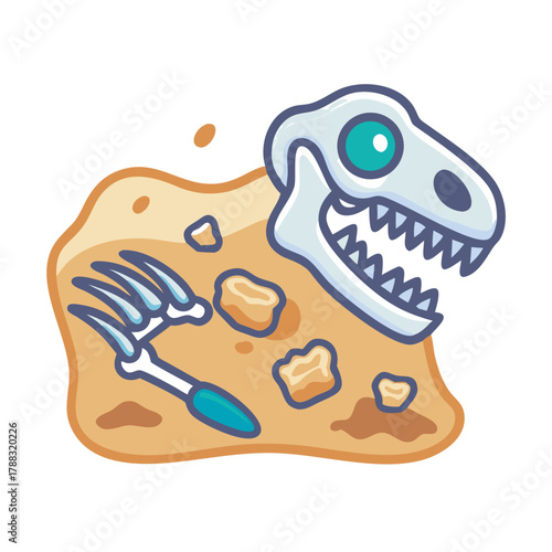 Cartoon dinosaur fossil uncovered from sand excavation site