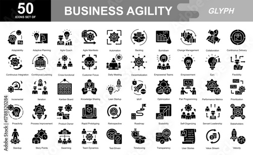 Business Agility glyph iconset