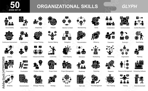 Organizational Skills glyph iconset