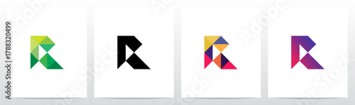 Triangles Geometric Futuristic Minimalist Modern Letter Initial Logo Design R