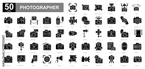 Photographer glyph iconset
