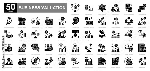 Business Valuation glyph iconset