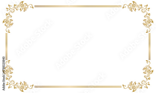 Luxury golden rectangle corner certificate border pattern graphic