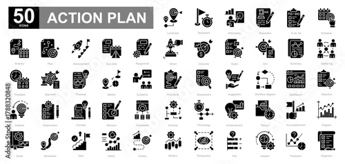 Action plan glyph iconset