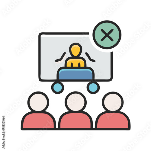 Online meeting cancellation due to technical issues concept design