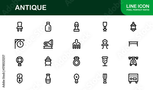 Innovative Antique Icon Pack demonstrating Heritage Artifacts, Classic Objects, and Vintage Collections

