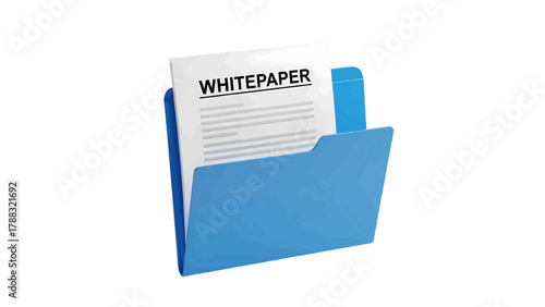 Vector illustration of a blue folder with a white paper labeled whitepaper inside
