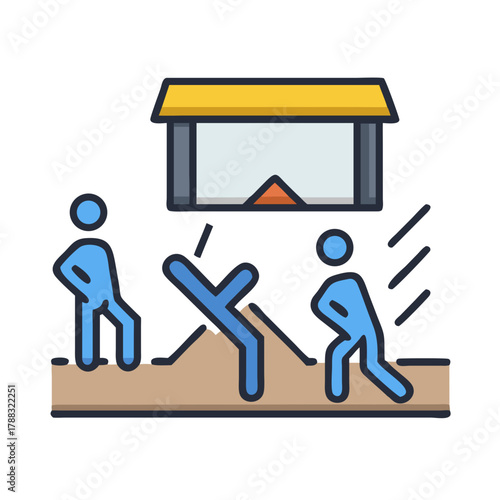 Flat illustration of rescue team with box and person