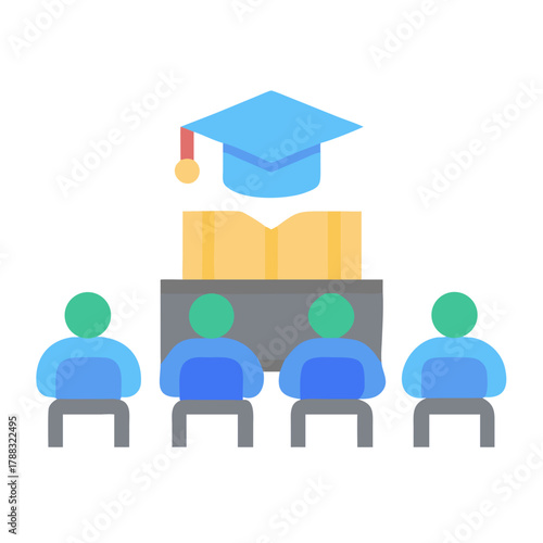 Graduation ceremony illustration of education, learning, students attending