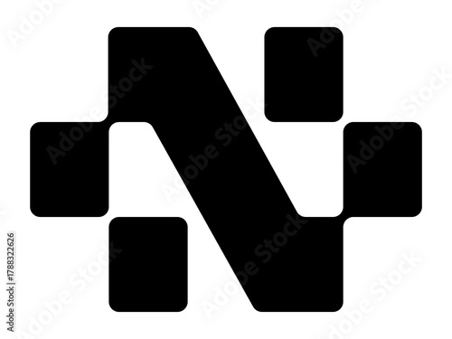 abstract n letter logo design for ai technology company