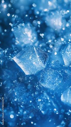 Blue Crystal Formations Sparkle Under Soft Light in an Abstract Display of Na...