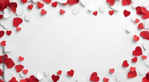 Colorful Hearts Create a Festive Border on a White Background for Special Occ...