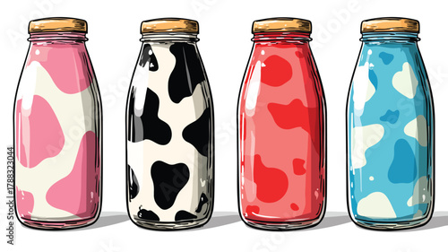 Charming Dairy Milk Bottle in Cartoon Style Vector Illustration