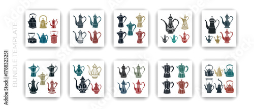 Vintage Teapot Vector Set